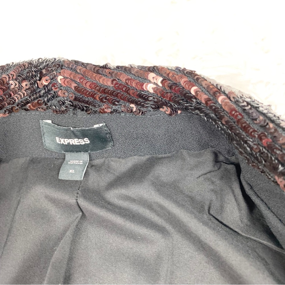 Express bronze sequin‎ open front boyfriend blazer long sleeve - Picture 10 of 11